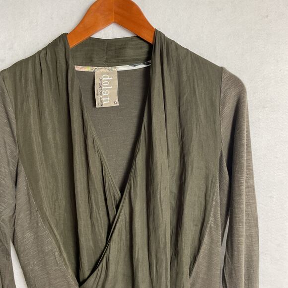 Dolan Left Coast Collection Womens Surplice top Olive Green Fall Fashion XS - Picture 3 of 8